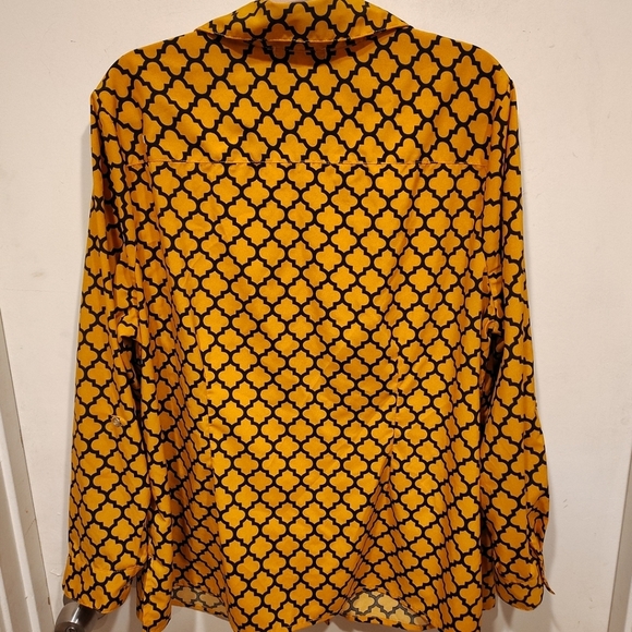Notations Women's Yellow & Black Geometric Print Button Down Shirt Sz 2X Career - Picture 7 of 7